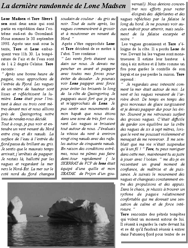 Article paru dans Sea kayaker